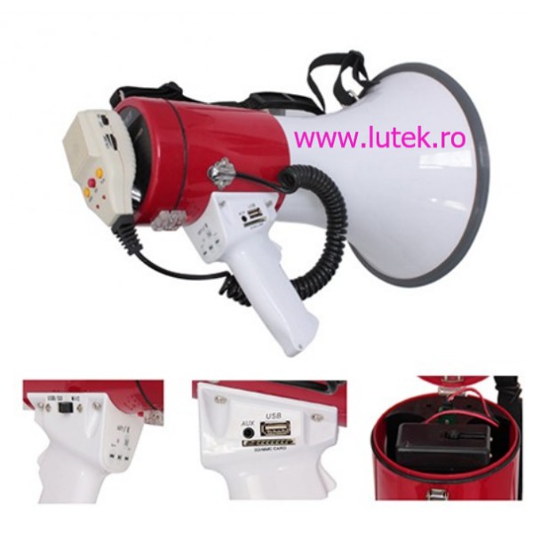 Portavoce megafon 50W cu inregistrare si USB (MEGA-50USB), www.lutek.ro